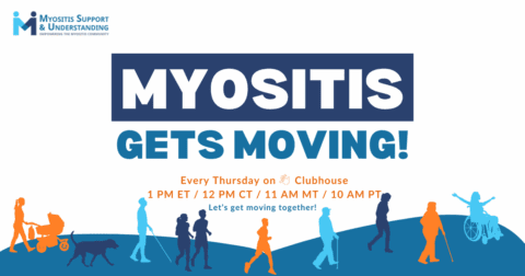 Myositis Gets Moving support and movement group on Clubhouse