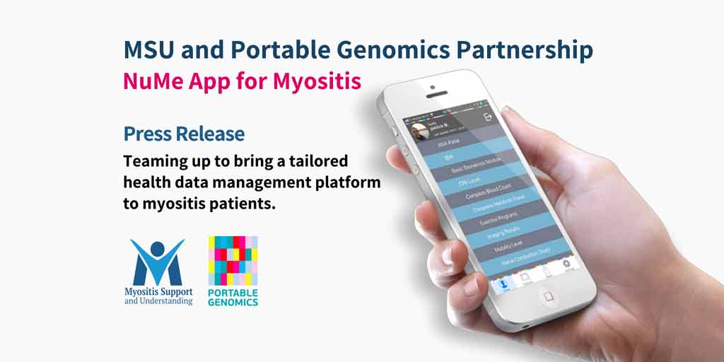 MSU and Portable Genomics, teaming up to bring a tailored health data management platform to myositis patients