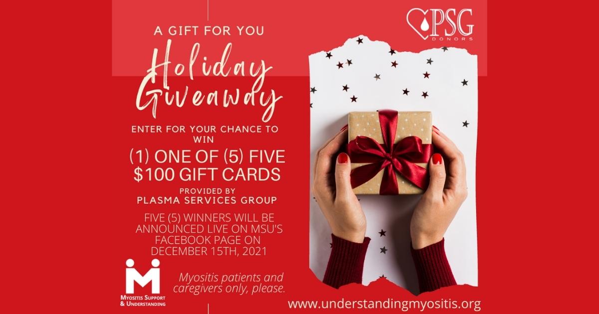 Our friends at Plasma Services Group are giving away (5) Five $100 VISA Gift Cards just in time for the holidays!!
