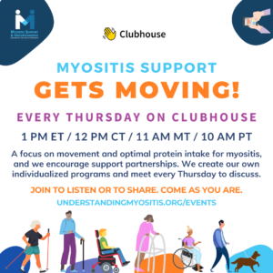 Myositis Support Gets Moving on Clubhouse every Thursday